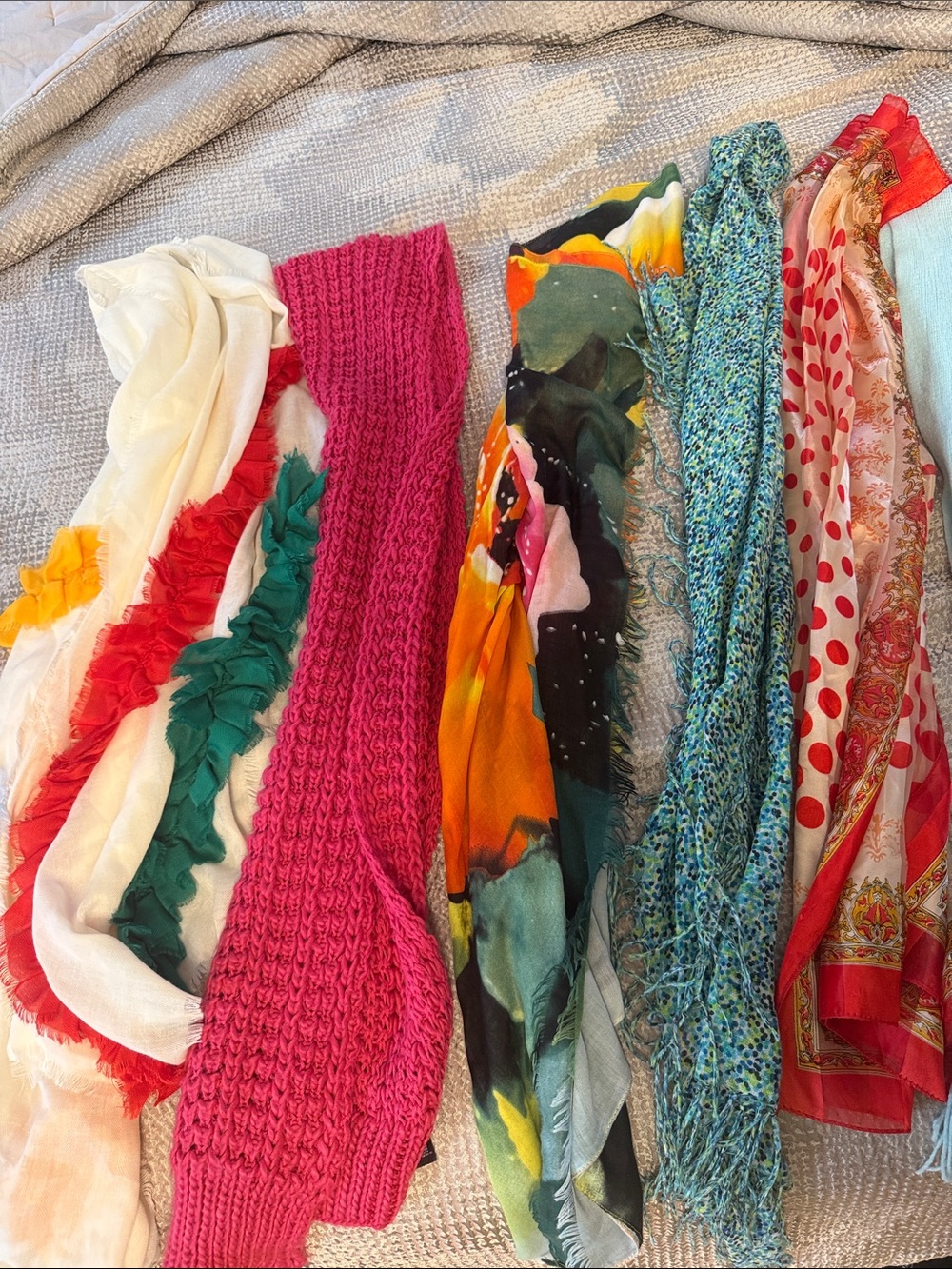 Assorted Women's Fashion Scarves - Pink, Multi, Teal, Red Accents